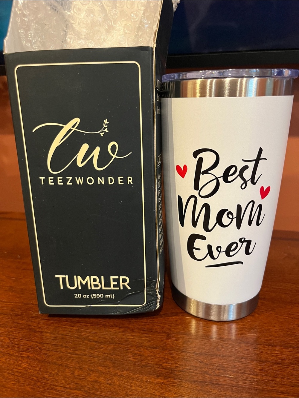 White "Best Mom Ever" Insulated Tumbler